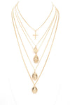 Layered Coin/Cross Charm Necklace