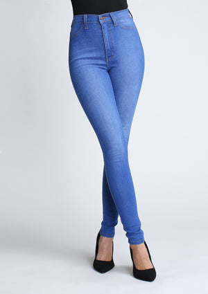 Retro Blue High Waisted Skinny Jeans