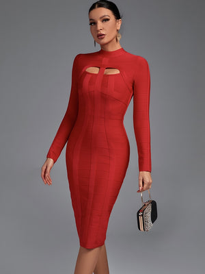 High Neck Cut Out Bandage Dress