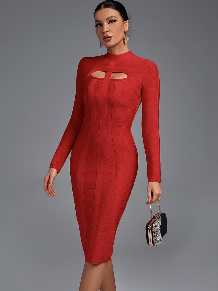 High neck bandage dress deals