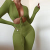 Tie Front Long Sleeve Jumpsuit