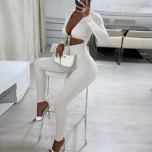 Tie Front Long Sleeve Jumpsuit