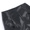 Black Leather Split High Waist Pants