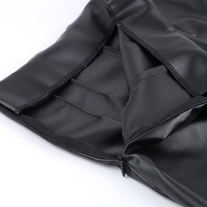 Black Leather Split High Waist Pants