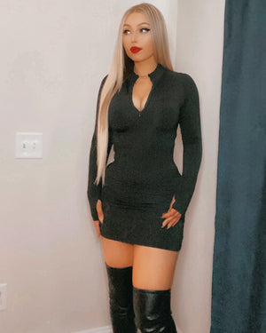 Long Sleeve Zip Up BodyCon Dress