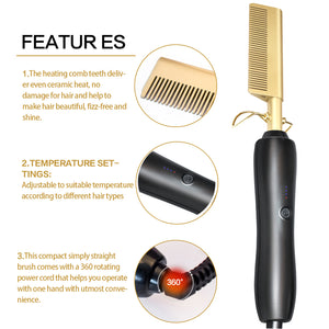 Flat Iron Hot Heating Comb Hair Styler