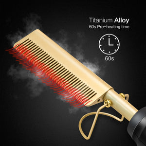 Flat Iron Hot Heating Comb Hair Styler