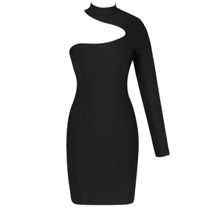 Long Sleeve High Neck Bandage Dress