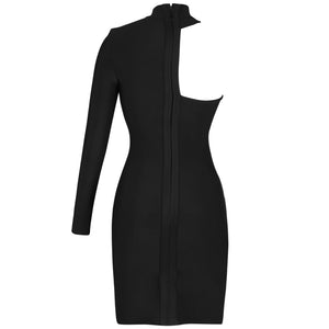 Long Sleeve High Neck Bandage Dress