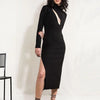 Long Sleeve Slash Front BodyCon Dress