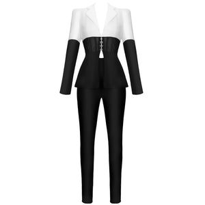 Black and White 2 Piece Blazer Suit