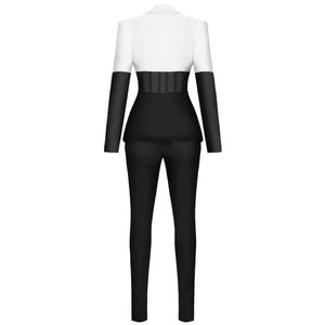 Black and White 2 Piece Blazer Suit