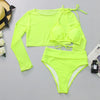 Neon Three Piece Swimsuit Bikini Set