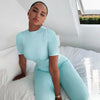 Solid Short Sleeve BodyCon Jumpsuit