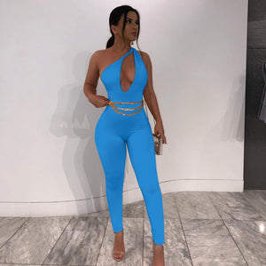 One Shoulder Cut Out Jumpsuit