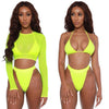 Neon Three Piece Swimsuit Bikini Set