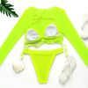 Neon Three Piece Swimsuit Bikini Set