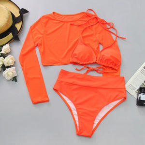 Neon Three Piece Swimsuit Bikini Set