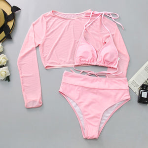 Neon Three Piece Swimsuit Bikini Set