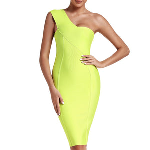 Neon One Shoulder Bandage Dress