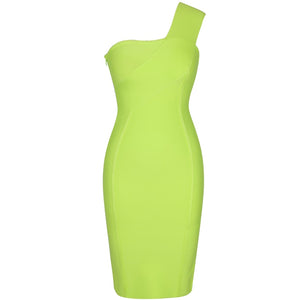 Neon One Shoulder Bandage Dress