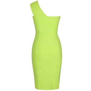 Neon One Shoulder Bandage Dress