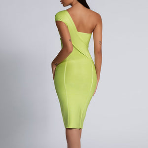 Neon One Shoulder Bandage Dress